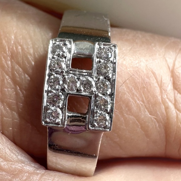 ❌SOLD❌Hermes Herakles 18K White Gold Band Ring with 12 diamonds size 53 (6.5) - Picture 1 of 9